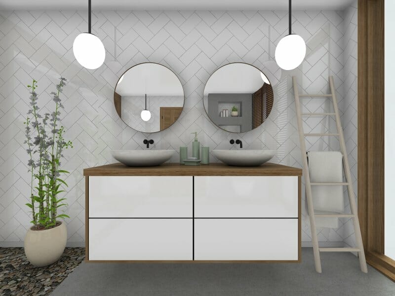 Tropical bathroom style with minimal ornamentation