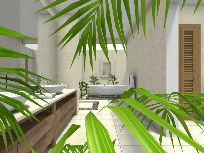 Zen bathroom style with plants