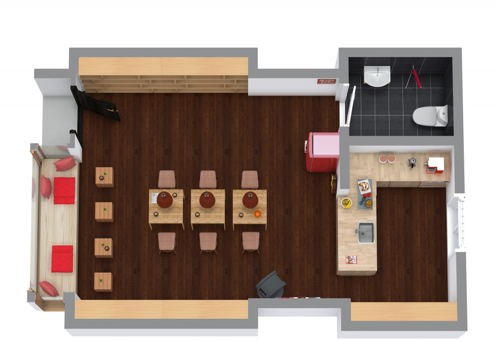 Coffee Shop 3D Floor Plan Examples