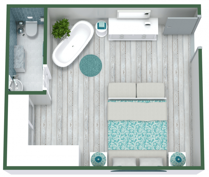 3D Overview Natural Pathways Through Bedroom