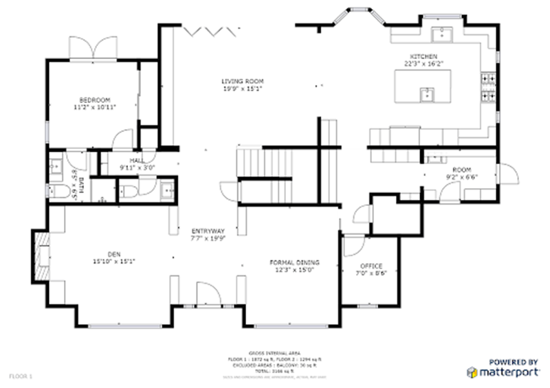 Matterport black and white floor plan