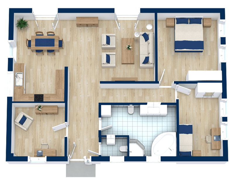 RoomSketcher 3D Floor Plan Profile Blue