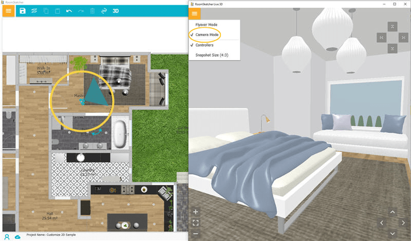 RoomSketcher App Live 3D camera mode